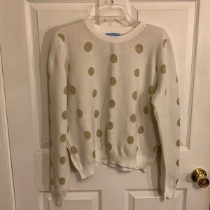 Draper James RSVP Women’s Crewneck Long Sleeve Gold Poke- Dots Sweater Size xL